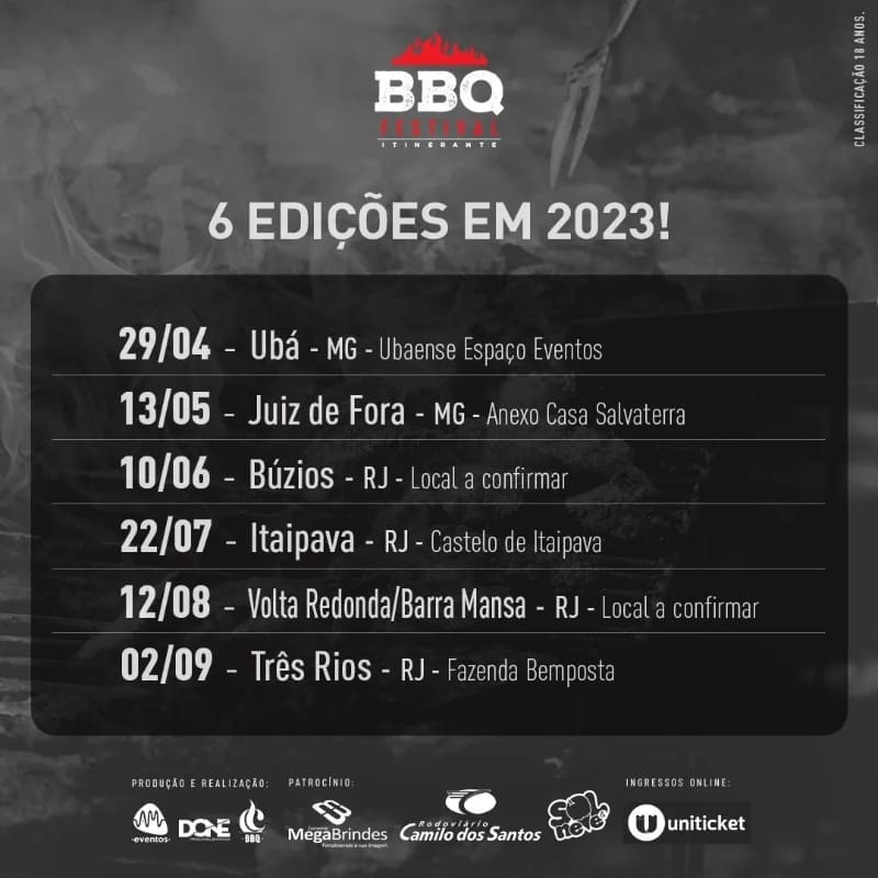Cidades confirmadas no BBQ Festival 2023